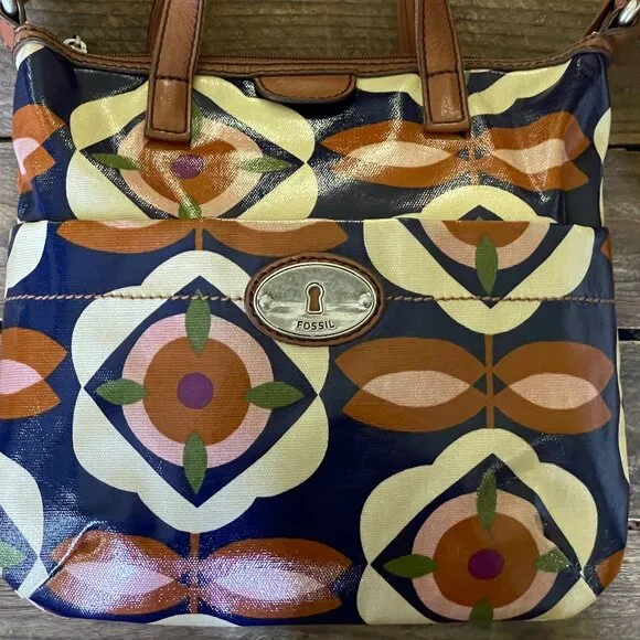 -Mod Bloom Pop – Vintage Fossil Key-Per Mod-Floral Messenger Crossbody Bag - Picture 5 of 16